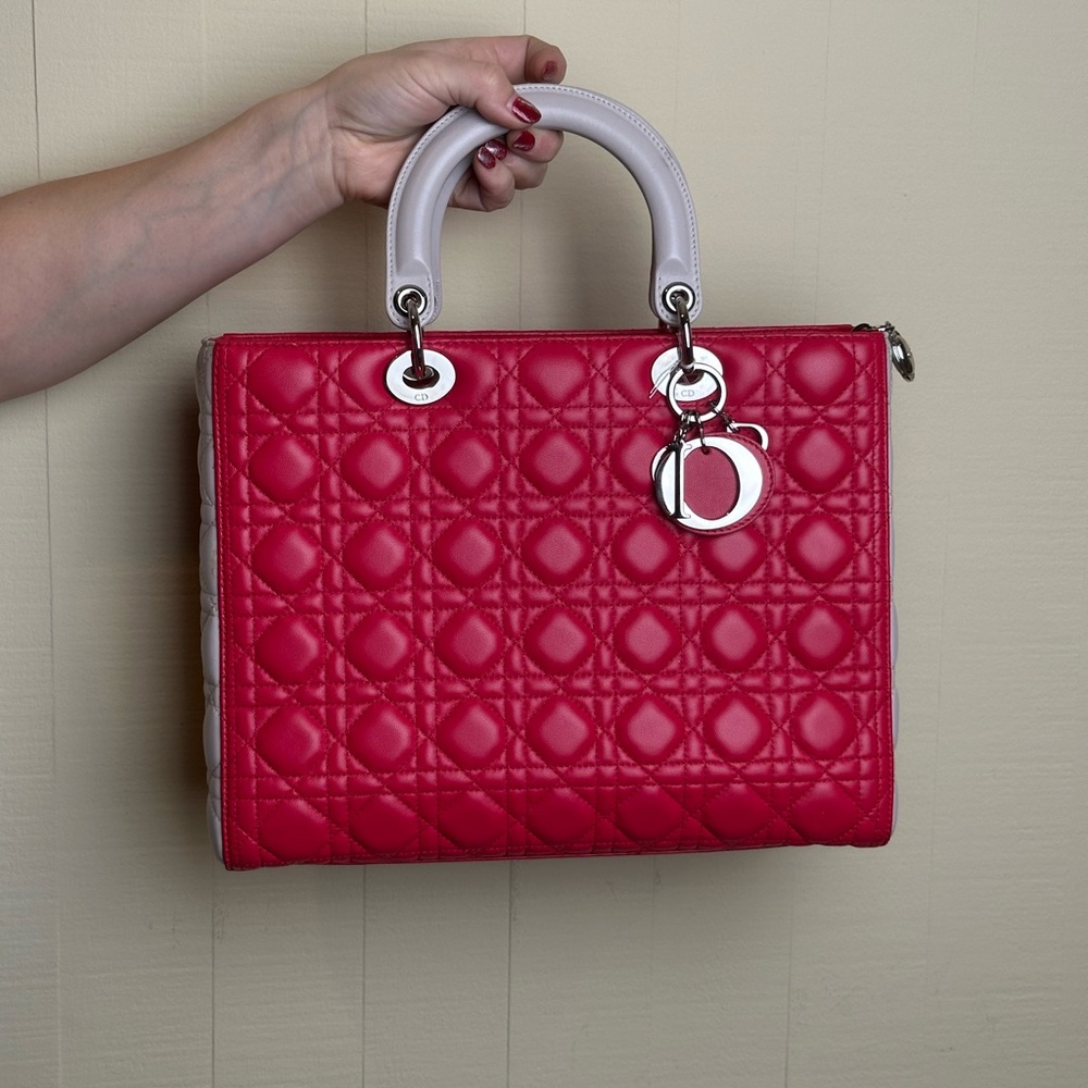 Dior large BiColor Lady Dior Bag - Picture 6 of 11
